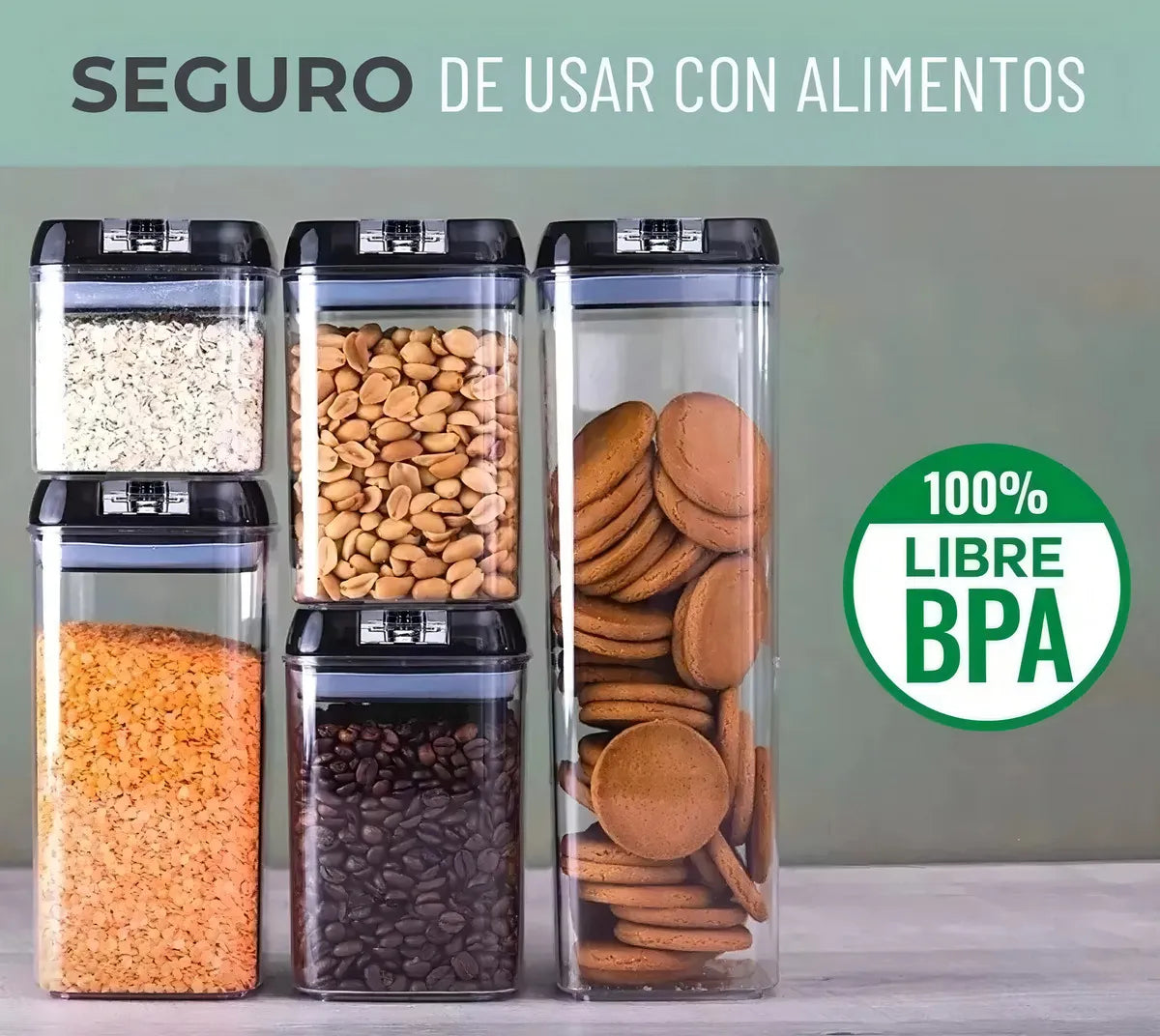 Set de 5 Contenedores Herméticos para Alimentos