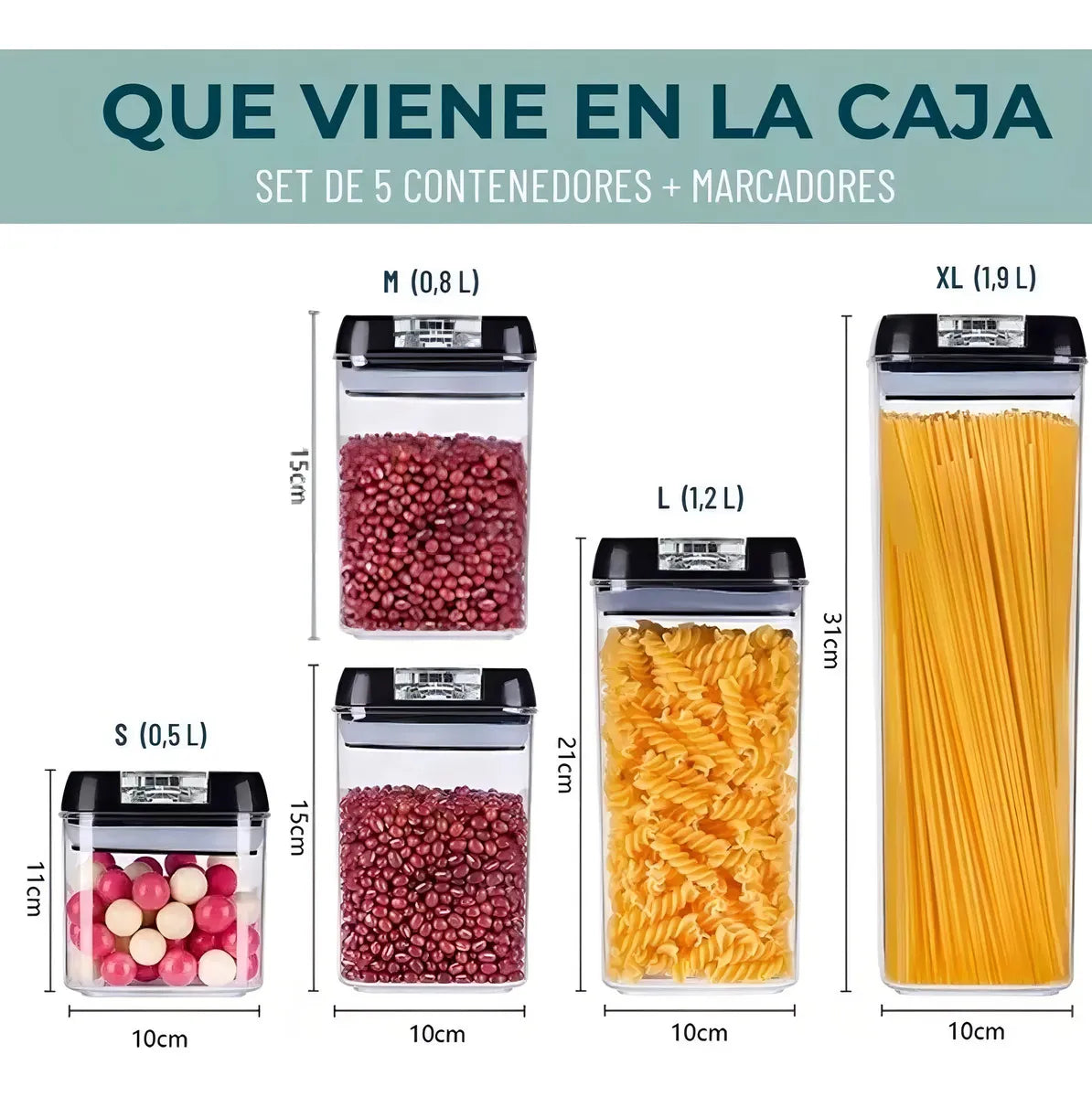 Set de 5 Contenedores Herméticos para Alimentos